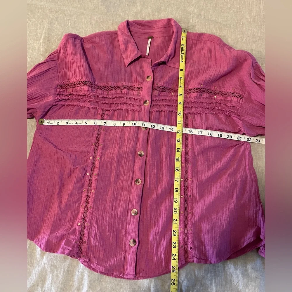 Free People Pink Summer Stars Boho Electra Shirt - Picture 4 of 7